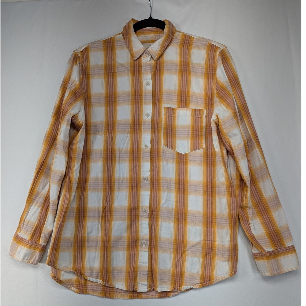 Universal Thread Orange Yellow Plaid Button‎ Down Shirt Womens Small